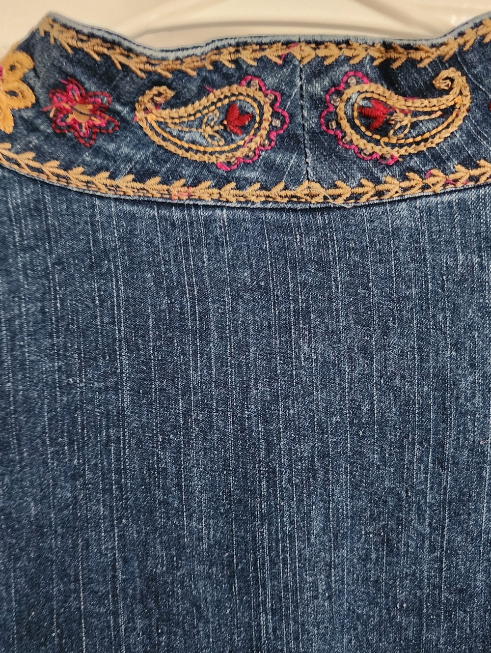Womans Alfred Dunner Denim Jacket with Floral Embroidered Trim - Blue - Picture 5 of 7